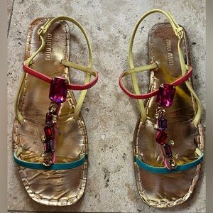 Miu Miu Jewel Multicolor Leather Sandals